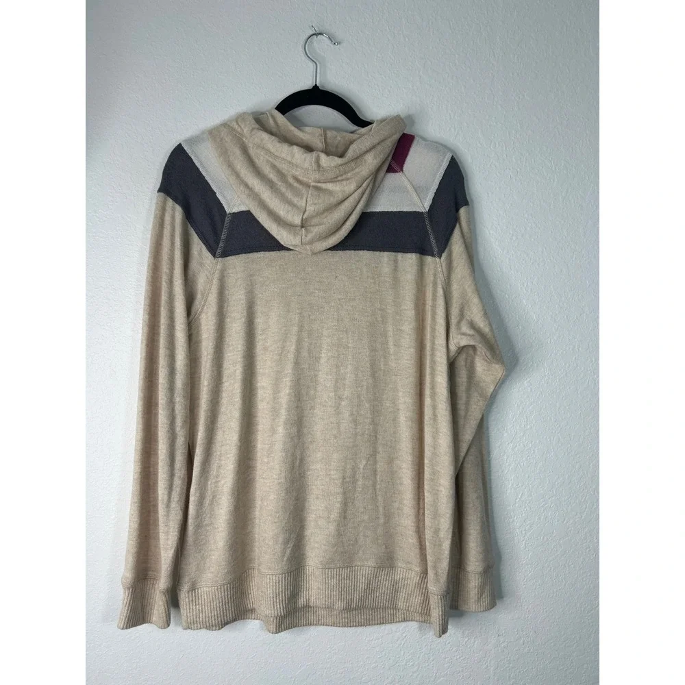 Torrid Hoodie Sleepwear Womens 1X Beige Colorblock Super Soft Lounge Pullover